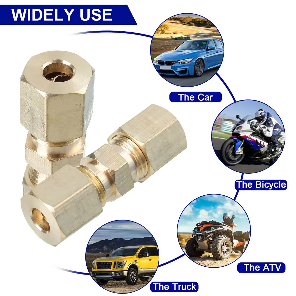 5pcs Brass Brake Line Union Fi - Compression Fitting Brass บทวิจารณ์และราคา