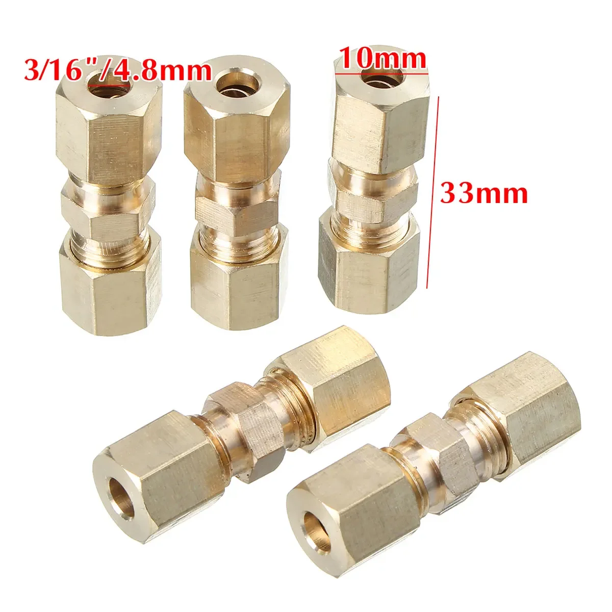 5pcs Brass Brake Line Union Fi - Compression Fitting Brass บทวิจารณ์และราคา