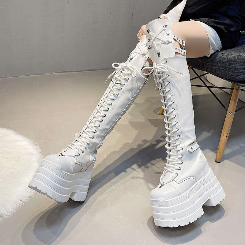 Punk Women Boots Ladies Cospla - Pipe Bending Spring บทวิจารณ์และราคา