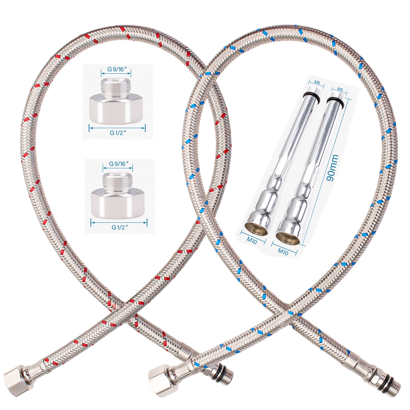 2PCS Flexible Plumbing Pipes G - Flexible Hose Braided บทวิจารณ์และราคา