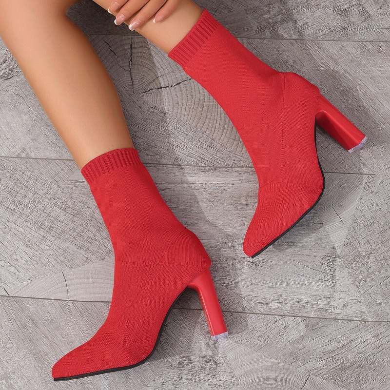 Simple Pointed Toe Knit Stretc - Pipe Bending Spring บทวิจารณ์และราคา